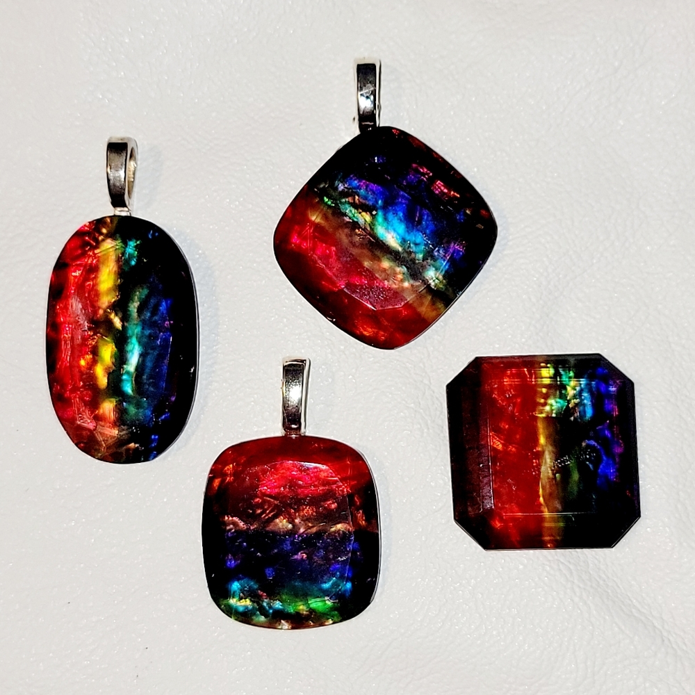 Gorgeous, vibrant Opal(ammolite) large pendants